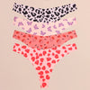 FINETOO 4Pcs Ultra Soft Leopard Print Thongs Comfort Lingerie ATHLEXES