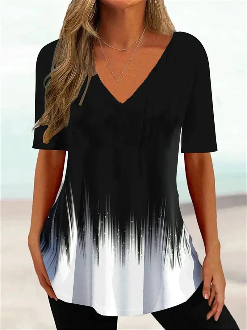 WaveCurve 3D Print V-Neck Tee ATHLEXES