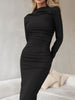 Velvet Elegance Slim Fit Long Sleeve Dress ATHLEXES