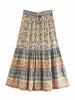 Bohemian Floral Peacock Midi Skirt for Women ATHLEXES