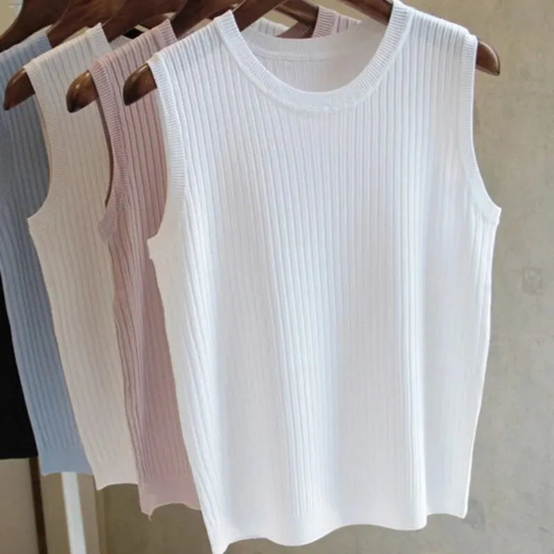 Summer Knit O-Neck Sleeveless Casual Top ATHLEXES