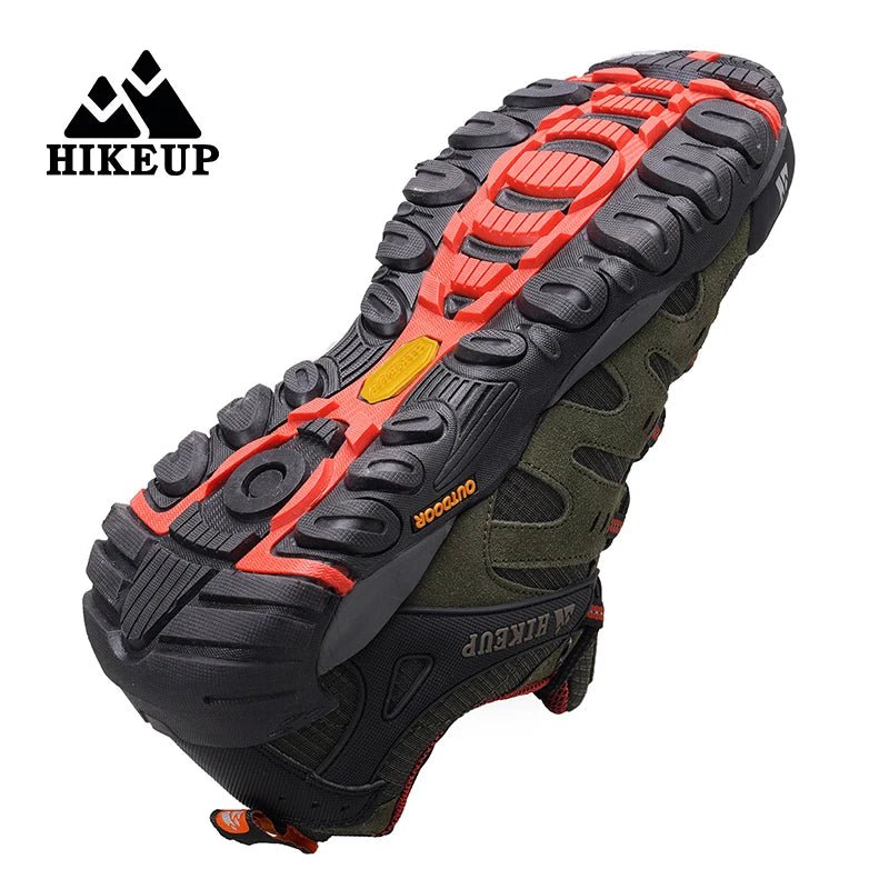 HIKEUP Men's Hiking Shoes Suede Leather Outdoor Shoes Wear-resistant Men Trekking Walking Hunting Tactical Sneakers ATHLEXES