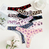 FINETOO 4Pcs Ultra Soft Leopard Print Thongs Comfort Lingerie ATHLEXES