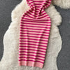 Chic Striped Knit Midi Dress for Summer Style ATHLEXES