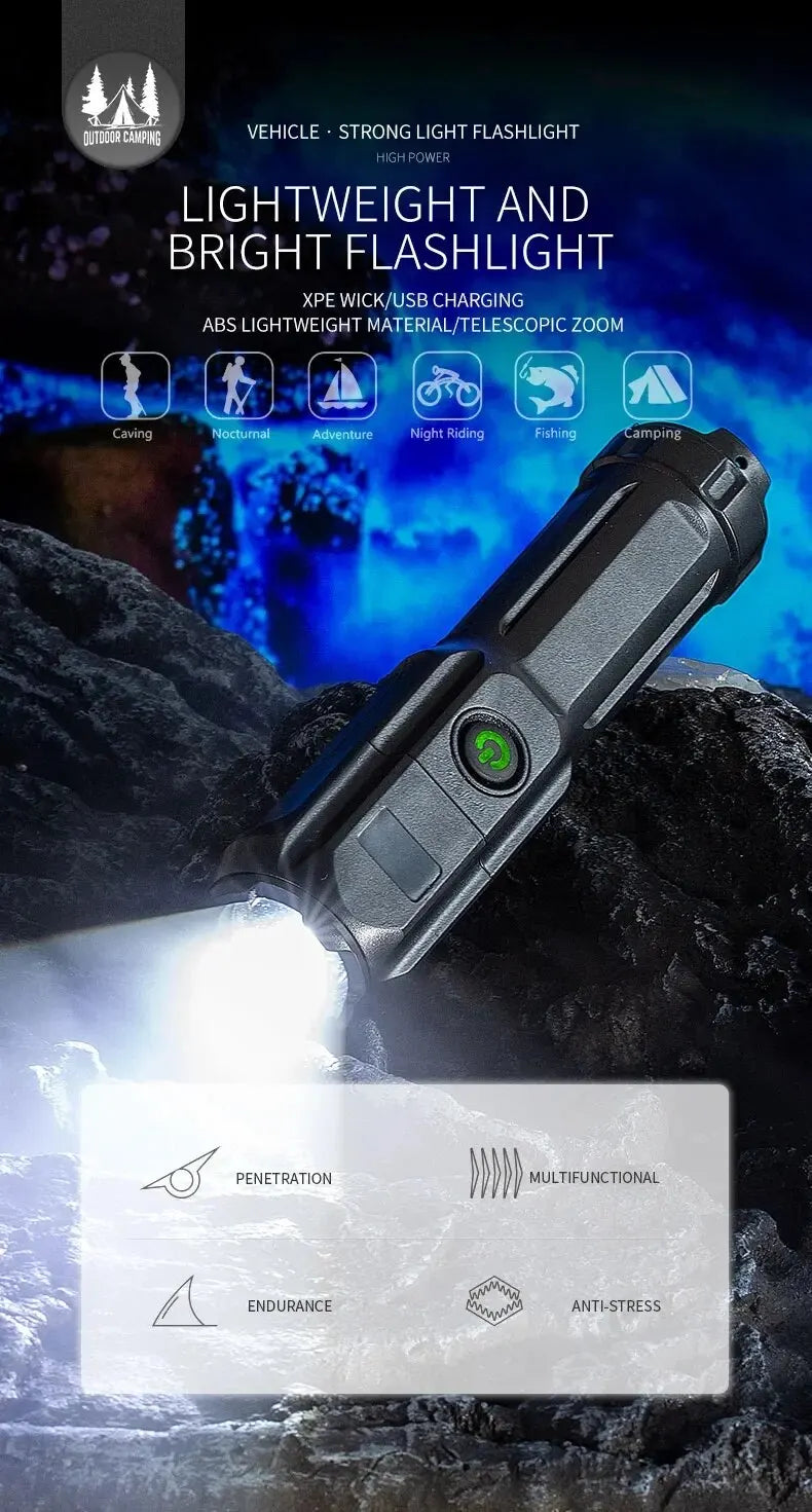 Tactical Zoom LED Flashlight - USB Rechargeable Torch ATHLEXES