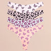 FINETOO 4Pcs Ultra Soft Leopard Print Thongs Comfort Lingerie ATHLEXES
