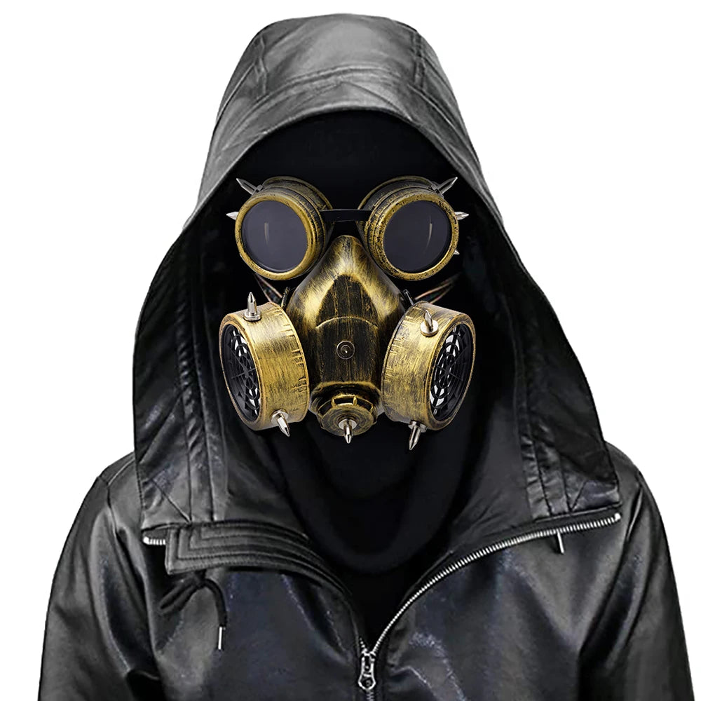 Gothic Steampunk Gas Mask with Goggles for Cosplay ATHLEXES
