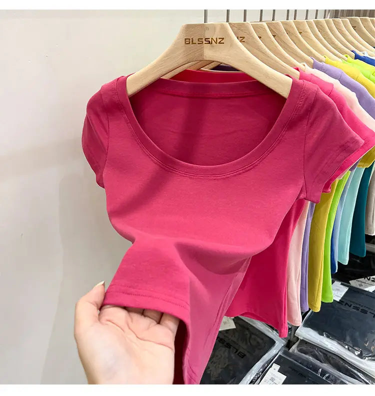 Cotton U-Neck Slimming Summer Tee for Women ATHLEXES