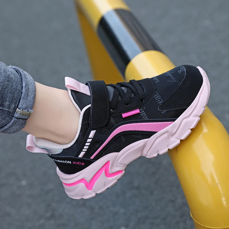 NBGAGA Pink Girls' Lightweight Leather Sports Shoes ATHLEXES