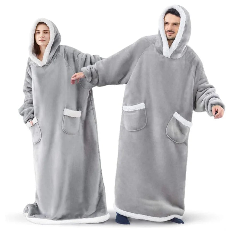 CozySleeve Oversized Flannel Hoodie Blanket for All Seasons ATHLEXES