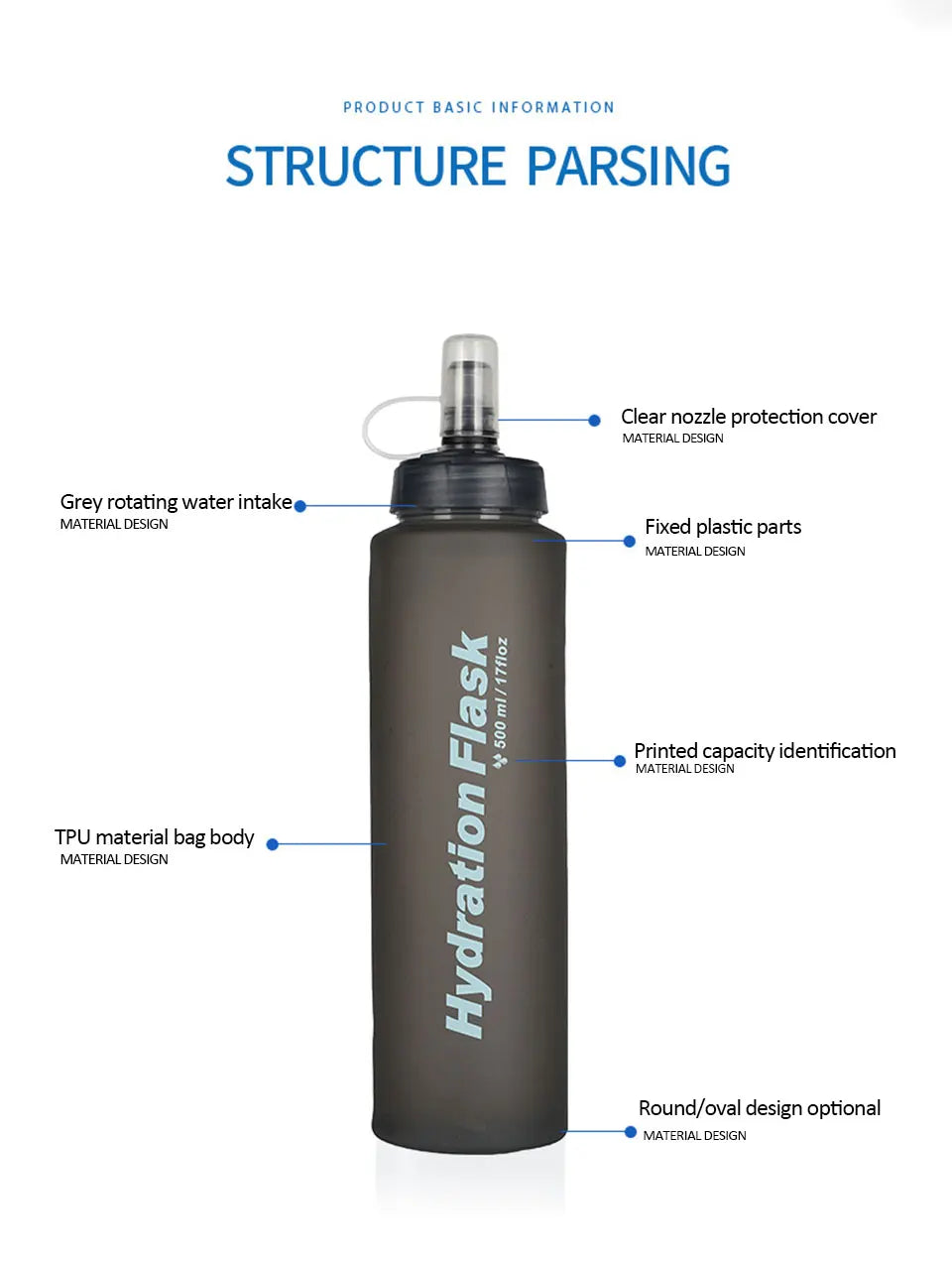 HydraFlex 500ML Folding Sports Water Bottle ATHLEXES