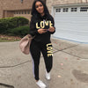 Chic Love Print High Neck Hoodie and Pants Set ATHLEXES