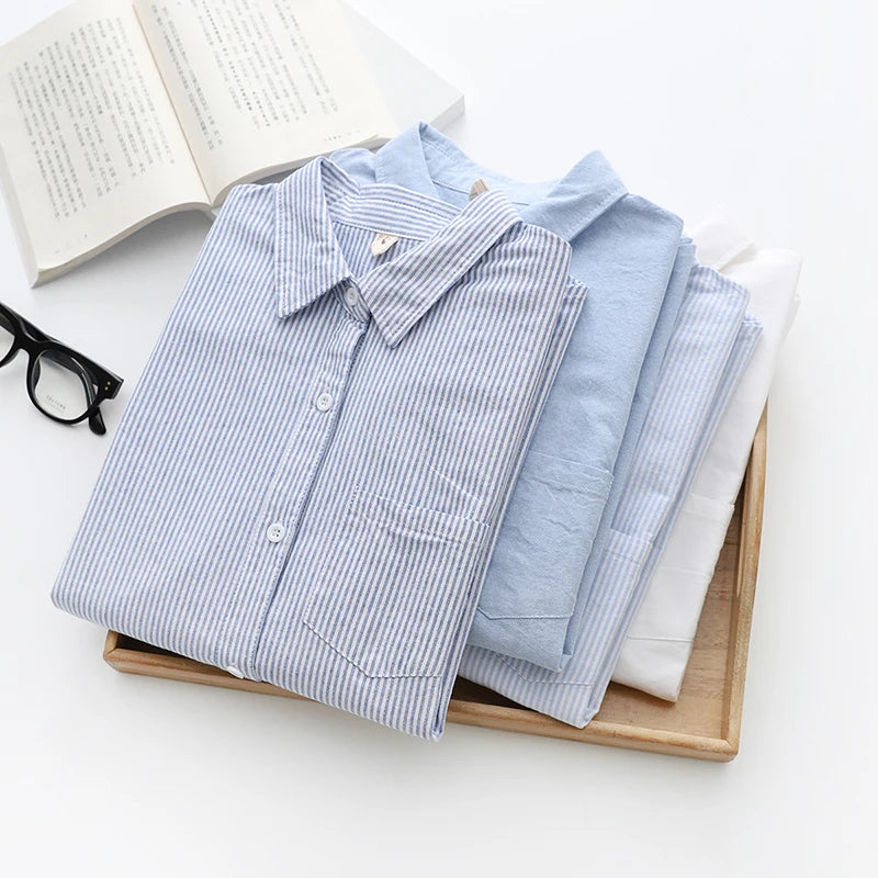 Autumn Chic Striped Cotton Oxford Shirt ATHLEXES