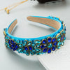 Elegant Blue Rhinestone Turban Headband for Women ATHLEXES
