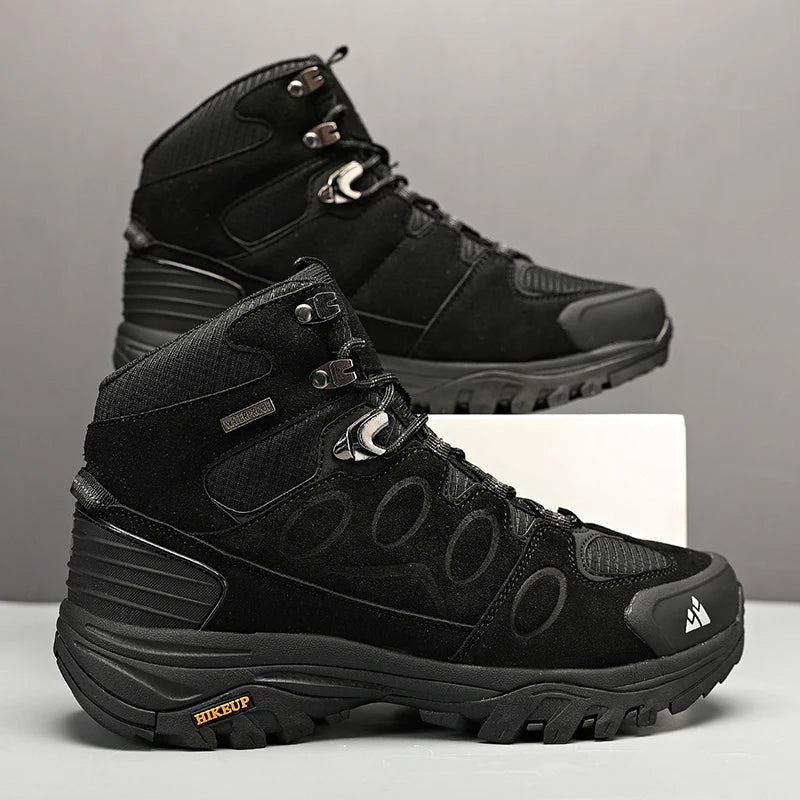 HIKEUP High-Top Men Hiking Boot Winter Outdoor Shoes Lace-Up Non-slip Sports Casual Trekking Boots Man Suede Warm Shoes ATHLEXES