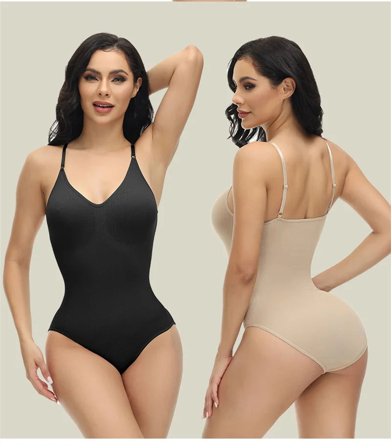 Super Sale V Neck Spaghetti Strap Bodysuit Compression Body Suits Open Crotch Shapewear Slimming Body Shaper Smooth Out Bodysuit ATHLEXES