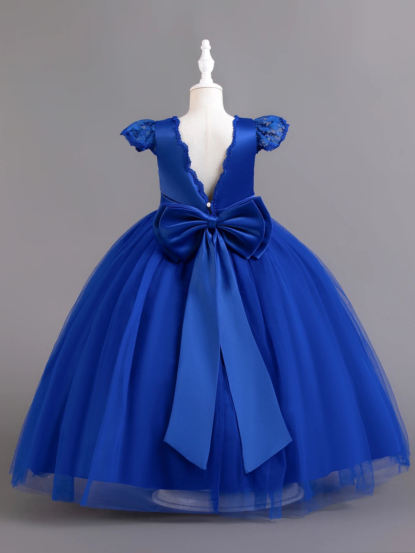 Royal Blue Floral Princess Dress for Girls ATHLEXES