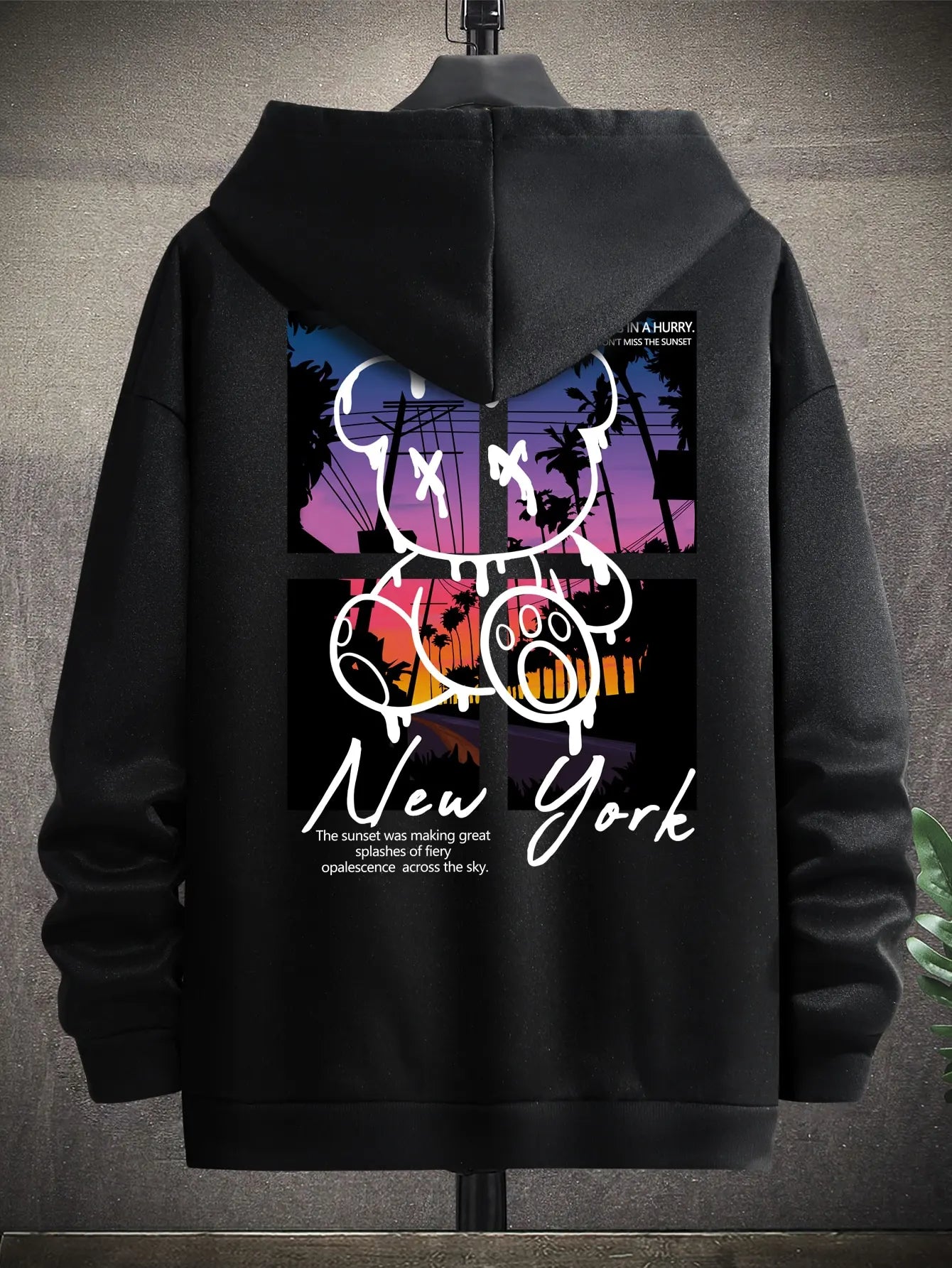 Urban Sunset Bear Graphic Hoodie for Men ATHLEXES
