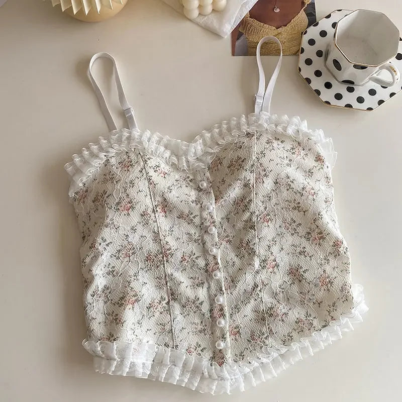 Floral Lace Back Camisole for Summer Elegance ATHLEXES