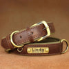 Customized Soft Padded Leather Dog Collar with ID Tag ATHLEXES