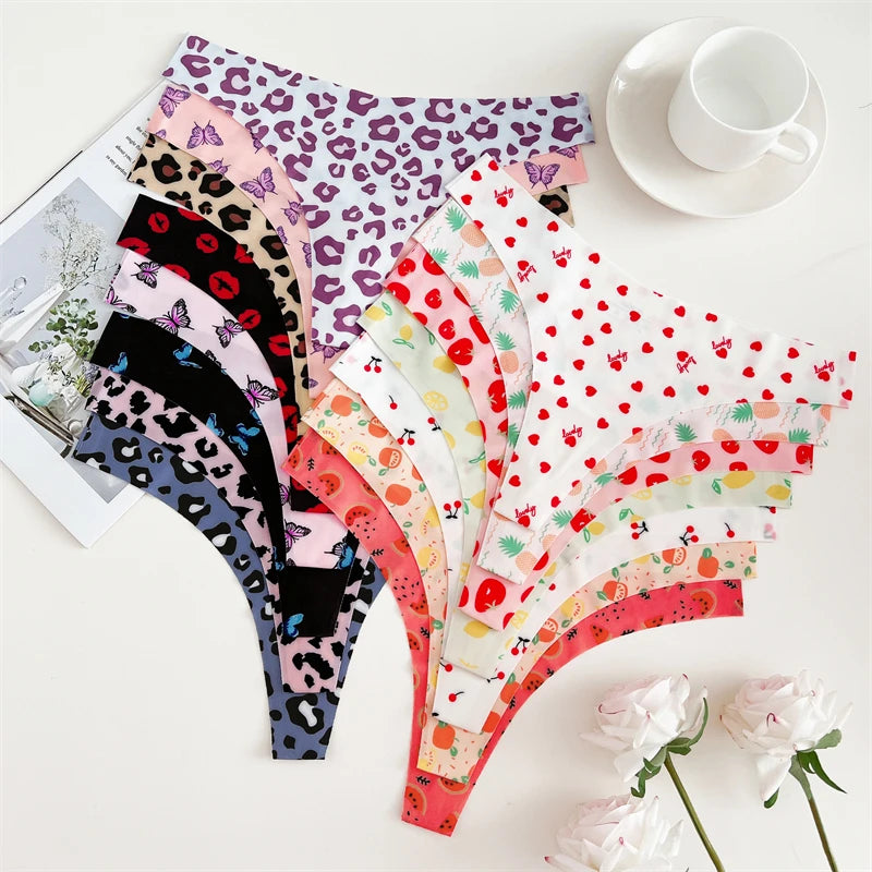 FINETOO 4Pcs Ultra Soft Leopard Print Thongs Comfort Lingerie ATHLEXES