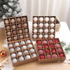 Champagne Gold & Red Glitter Xmas Ball Set 16pcs ATHLEXES