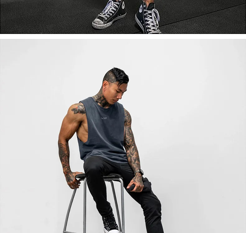 Men's Summer Cotton Gym Tank Top for Fitness ATHLEXES