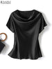 ZANZEA Women's Elegant Satin Summer Blouse ATHLEXES