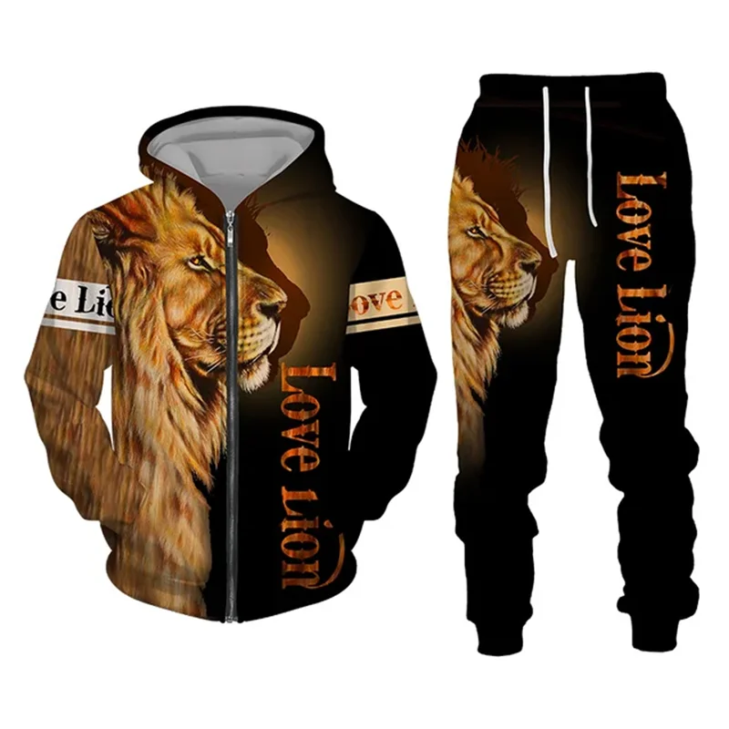 3D Lion Graphic Hoodie Tracksuit ATHLEXES