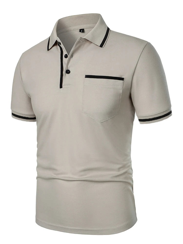 Luxe Lapel Solid Color Men's Short Sleeve Polo ATHLEXES