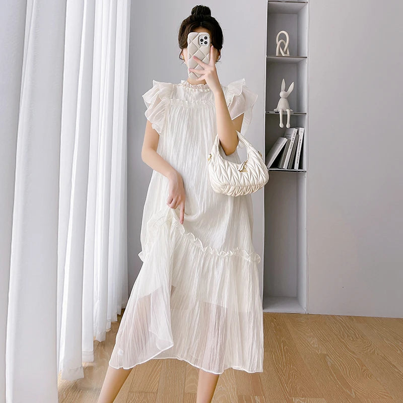Elegant Ruffle Maternity Dress for Summer ATHLEXES