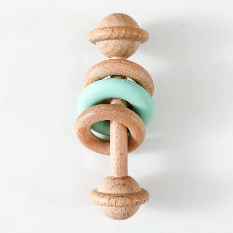 EcoBaby Wooden Rattles and Silicone Teether Set for Infants ATHLEXES