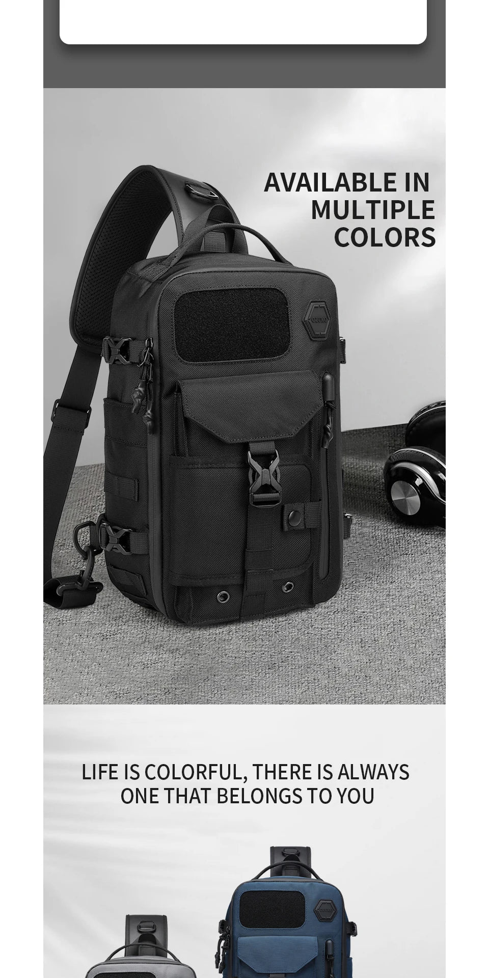 OZUKO Large Capacity Shoulder Bags for Male Waterproof Crossbody Bag ATHLEXES