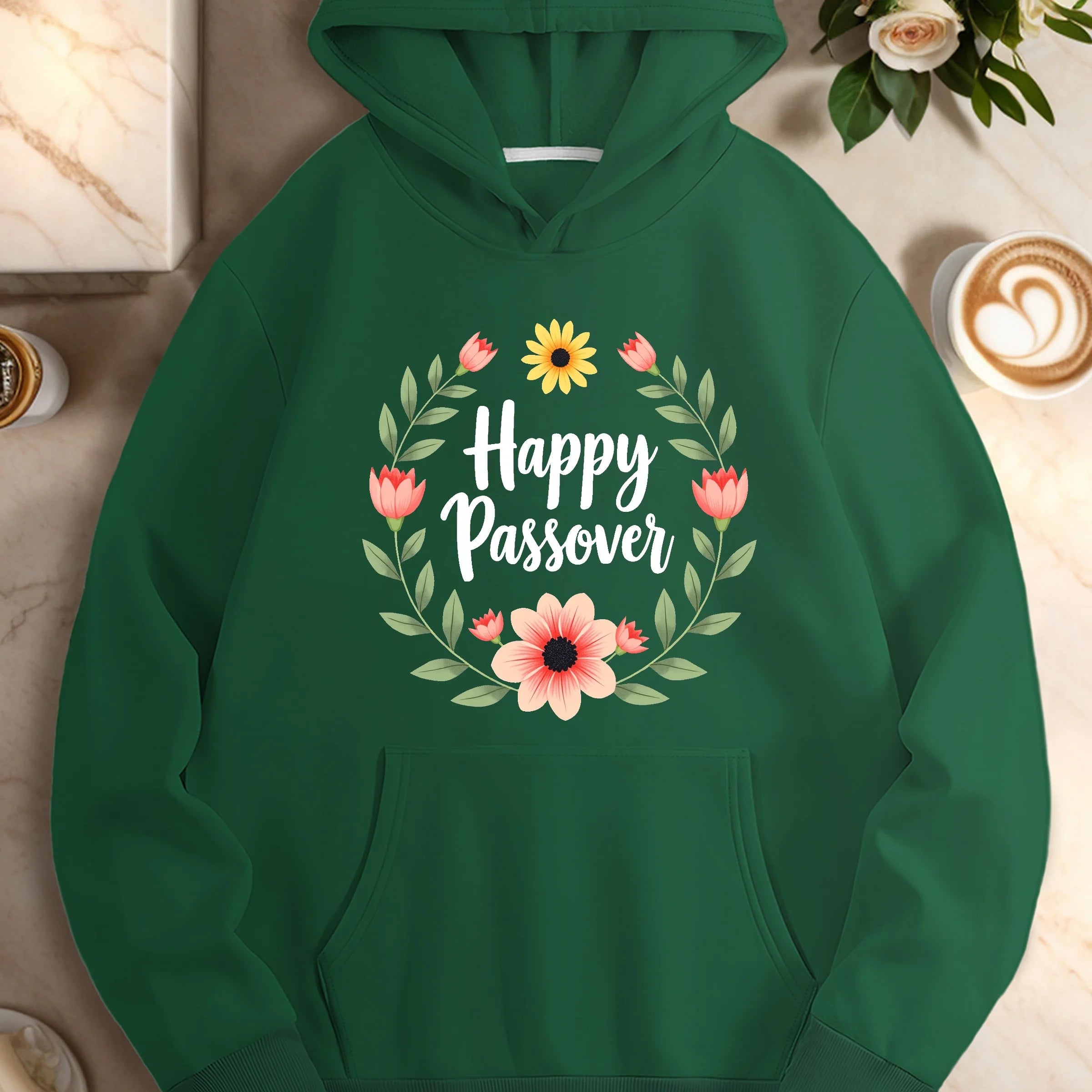 Floral Wreath Casual Hoodie for Women ATHLEXES