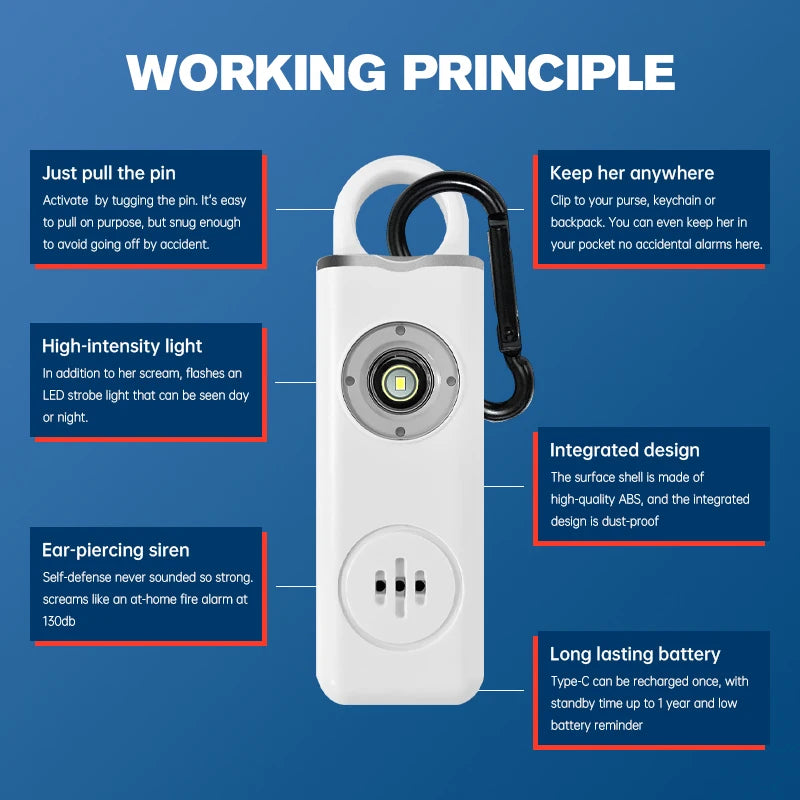 Ultimate 130dB Personal Self Defense Alarm Keychain for Women ATHLEXES