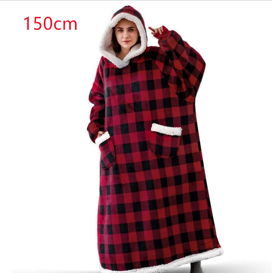 CozySleeve Oversized Flannel Hoodie Blanket for All Seasons ATHLEXES
