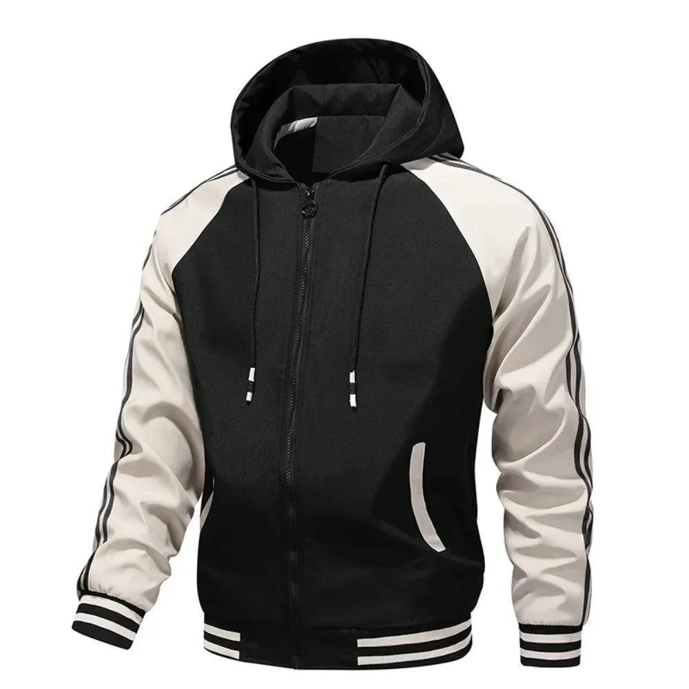 Spring Color Block Fleece Hoodie Jacket for Men ATHLEXES
