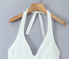Chic White Backless Halter Dress for Summer Events ATHLEXES