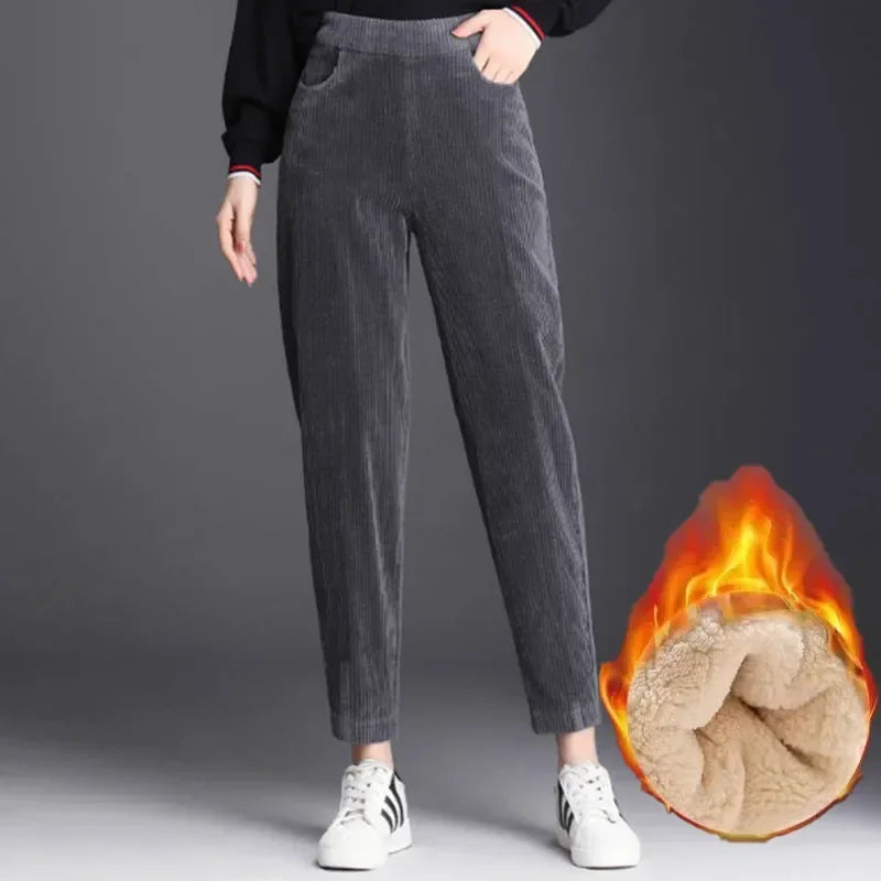 CozyChic Women’s High Waist Corduroy Plush Casual Pants ATHLEXES