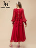 Elegant Red Chiffon Party Dress for Women ATHLEXES