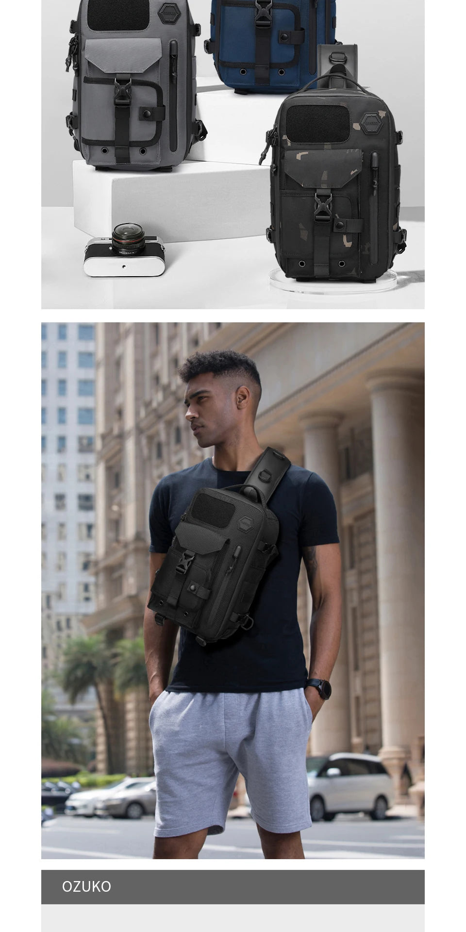 OZUKO Large Capacity Shoulder Bags for Male Waterproof Crossbody Bag ATHLEXES