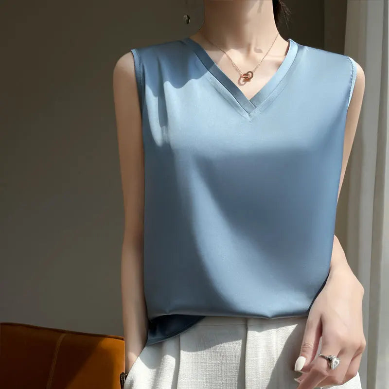 SilkBlend V-Neck Summer Blouse for Women ATHLEXES