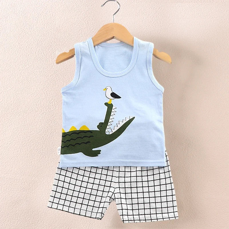 Cartoon Adventure Summer Pajamas Set for Kids ATHLEXES