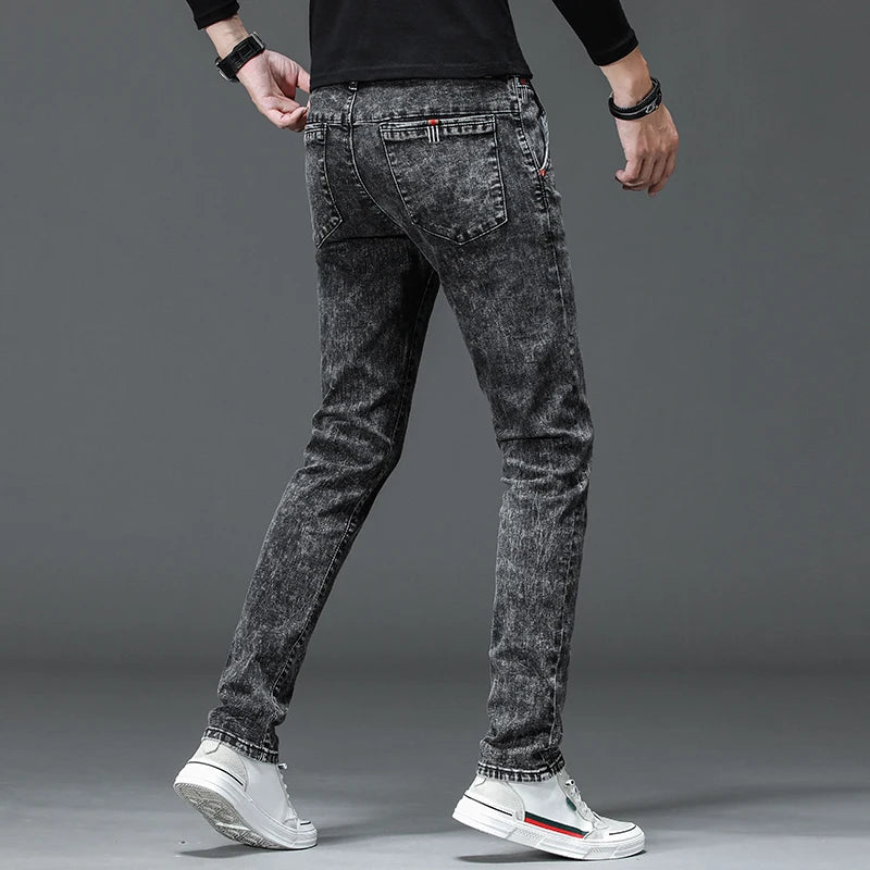 Classic Slim Stretch Black & Dark Gray Men's Jeans Trousers ATHLEXES