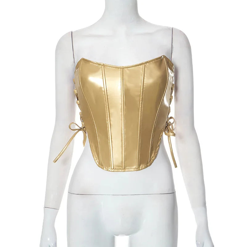Goddess Glam Metallic Corset Top ATHLEXES
