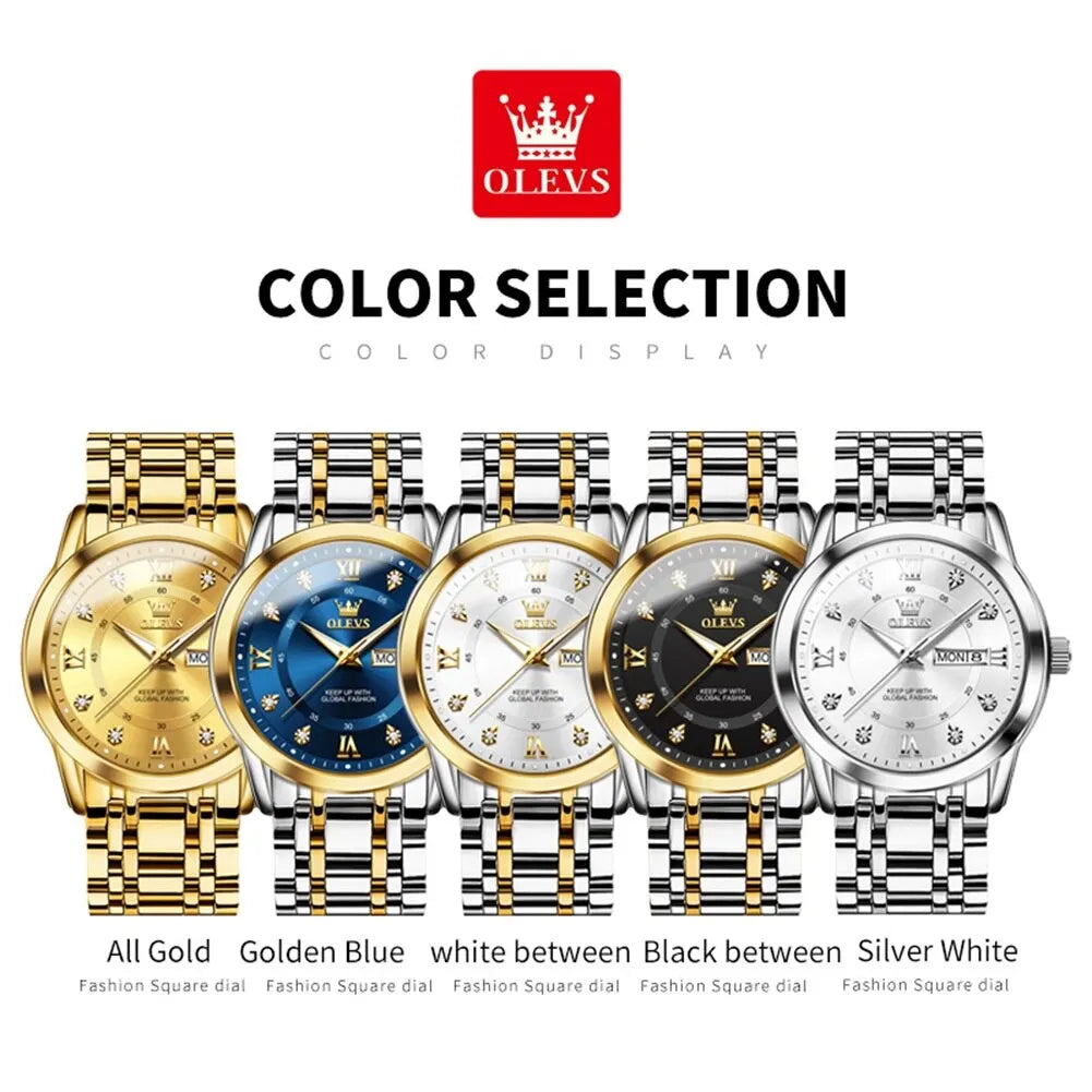 OLEVS Luxury Diamond Quartz Watch for Men ATHLEXES