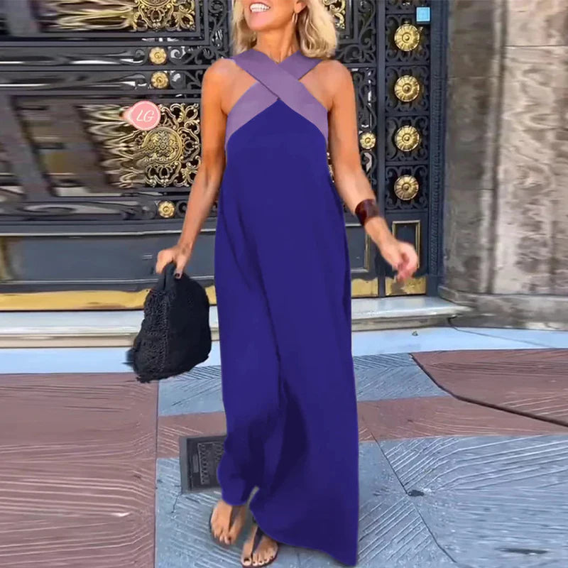 Coastal Breeze Off Shoulder Color Block Dress ATHLEXES