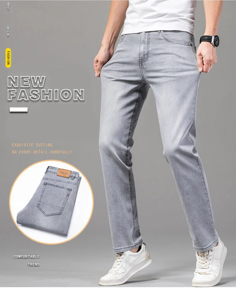 SummerStretch Men's Casual Gray Denim Pants ATHLEXES