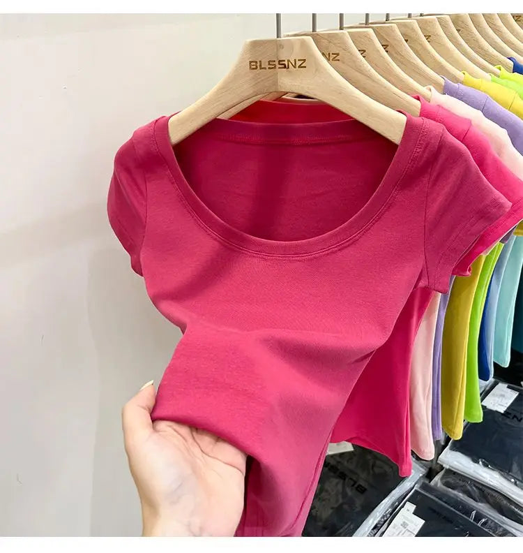 Cotton U-Neck Slimming Summer Tee for Women ATHLEXES