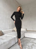 Velvet Elegance Slim Fit Long Sleeve Dress ATHLEXES